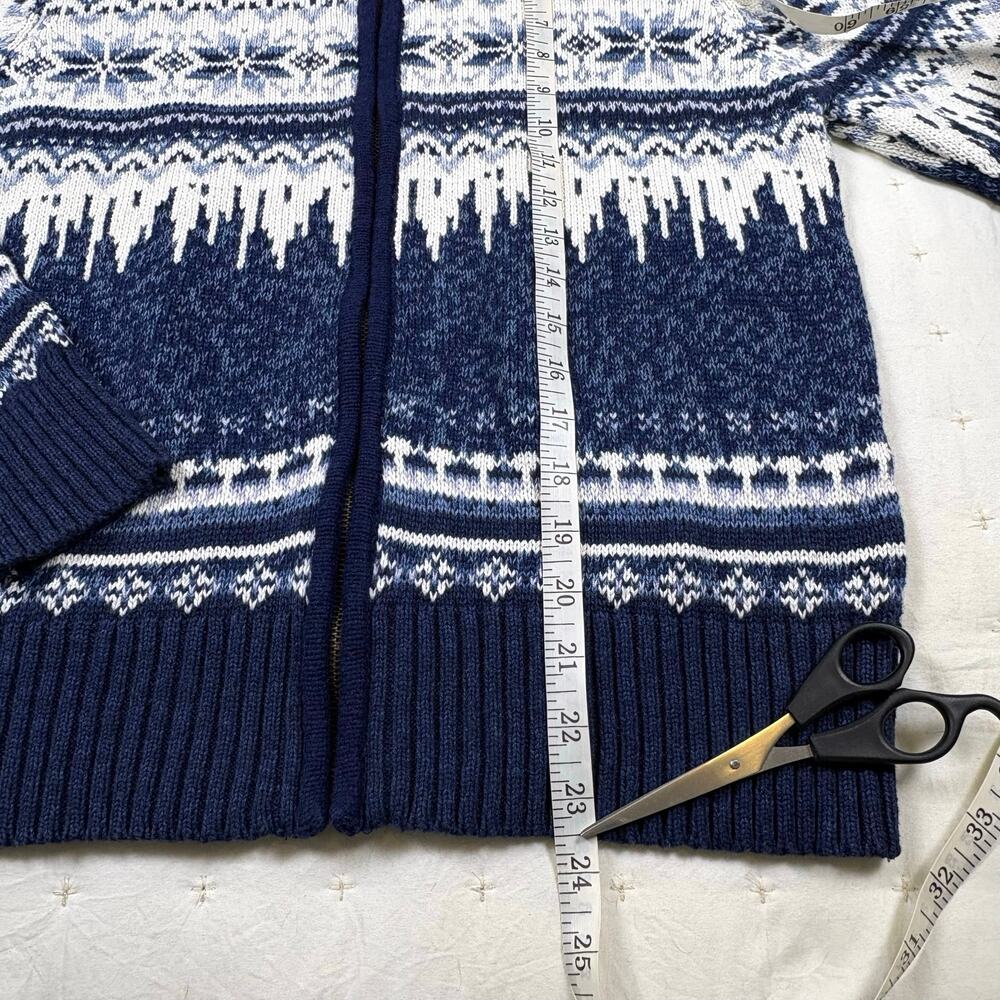 Heirloom Collectibles Vintage Hand Knit Zip Up Cardigan Sweater Women's M Blue - Picture 8 of 12